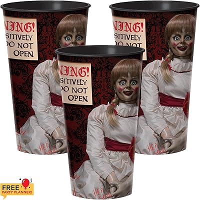 AMSCAN ANNABELLE DOLL HALLOWEEN GRANDS PLASTIC CULTS 32 OZ - Reusable cups for Halloween Holidays - Halloween party gifts - Great Pop -Corn Gifts and Drinks - Kit of Film Decoration Kit.. DIAYTAR NIGERIA transforms dreams into deliveries with our affordable prices and reliable shipping.