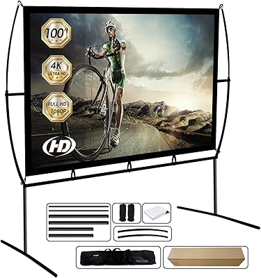 Portable foldable 120 "foldable projector screen (16: 9) with support, 4K HD double -sided projector screen for home and outdoor house cinema.. DIAYTAR NIGERIA: Your one-stop e-commerce destination with affordable prices and nationwide delivery in 5-8 days.