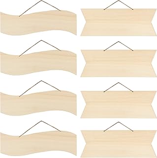 Unfinished blank suspended wooden panel, wooden decorative panels with rope for pyrography and writing, craft supplies for the house (wood color, 8 rooms).. Shop with purpose at DIAYTAR NIGERIA, where diverse selection meets budget-friendly nationwide delivery.