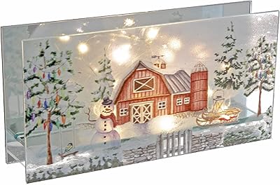 IH CASA Decor Rect. LED painted glass support (red barn) -Ssemble of 2.. DIAYTAR NIGERIA transforms dreams into deliveries with our affordable prices and reliable shipping.