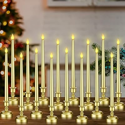 16 window candles with a sparkling golden base without flame, conical candles with battery LEDs, flame lights for Valentine's Day, Christmas, Wedding (gold).. DIAYTAR NIGERIA revolutionizes access to quality products with affordable prices and dependable shipping.