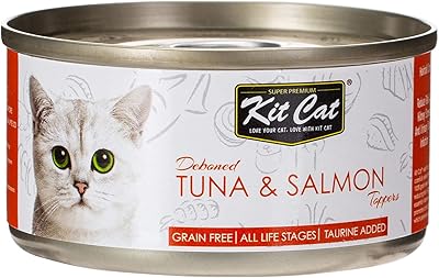 Cat food Kit Kat preserves with tuna and boned salmon, weighing 80 grams.. DIAYTAR NIGERIA connects your desires with reality through our affordable e-commerce platform and quick delivery.