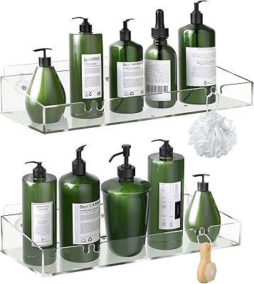 Transparent Dormore transparent acrylic shower shelves, bathroom adhesive shower organizer, no hoard required, transparent floating wall shelves for storage and display.. Thousands of items, all priced just right — shop DIAYTAR Nigeria today.