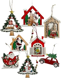 Christmas ornaments to hang in highland 8pcs - Santa Claus, lacquer, snowman, reindeer and Christmas tree - Christmas tree ornaments - Christmas decorations.. Experience convenient online shopping on DIAYTAR Nigeria — wide selection and affordable delivery.