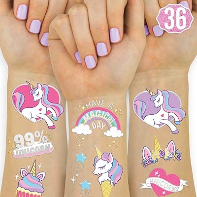 Linge unicorn party supplies temporary tattoos for children - 36 glitter patterns | Unicorn party gifts, birthday decorations + Halloween costume.. Discover the joy of choice with DIAYTAR NIGERIA's extensive selection and budget-friendly shipping.