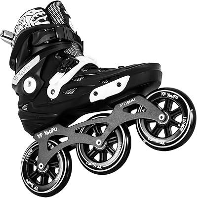 Skate shoes with a row for men and women, skate blades online rollers for adults, 3 wheels 110 mm, professional outdoor fitness, black and white.. Experience the ease of modern shopping with DIAYTAR NIGERIA's vast selection and quick delivery service.