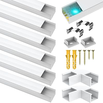 6 LED aluminum LED light strips for LED Philips Hue LED strips, LED aluminum channel in the shape of a 1 m/3.3 feet, LED diffuser with milky white lampshade, metal mounting tips and clips (6 m).. Unlock access to a wide range of products with DIAYTAR NIGERIA's affordable e-commerce platform.