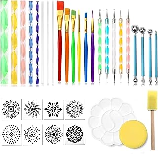 Momo Bear - set of mandala scoring tools, 35 pieces, mandala paint brushes with stencil and tray for pottery, clay, painting, coloring and crafts.. Spend less, get more — that’s the DIAYTAR Nigeria promise.