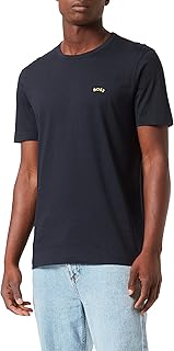 Boss Boss organic cotton round cotton t-shirt for men with curved logo.. DIAYTAR NIGERIA: Where affordable online shopping meets reliable delivery across Nigeria.