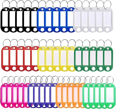 Set of Dynest durable plastic identification labels, 50 pieces with buckle and white label - 10 matching colors with robust stickers for luggage, pet identification, name of office keys.. Discover the perfect balance of selection and value with DIAYTAR NIGERIA's nationwide delivery service.