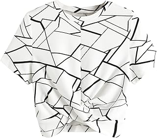 T-shirt with short sleeves and round neck for women with geometric print.. You choose it, we deliver it — DIAYTAR Nigeria makes shopping easy.
