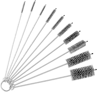 Set of Tormen straw cleaning brushes, foldable brush, nylon hair, stainless steel handle, to be used to clean the pipes, narrow tubes, coffee makers and other difficult to access (black brush of different sizes * 10).. DIAYTAR NIGERIA: Where shopping meets satisfaction with affordable prices and delivery within 8 days.