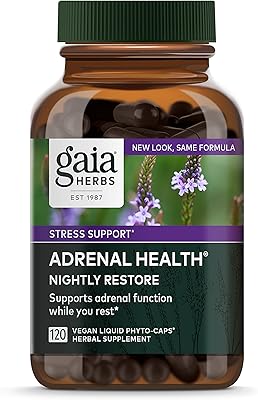 Gaia Adril Nightly Recovery - Plant -based supplement for the support of the adrenals with Ashwagandha, Magnolia bark, cords, lemonses and more - 120 liquid vegetarian capsules (60 portions).. Need it fast? Need it cheap? Choose DIAYTAR Nigeria.