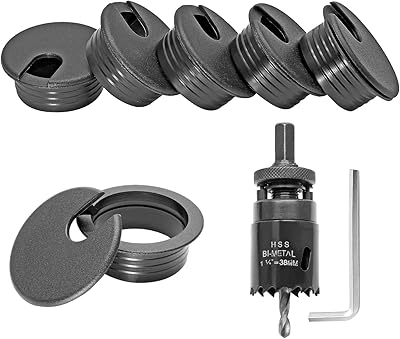 Jersvimc Office eyelet with 1-1/2 inch (5 rooms) and Kit of Bell, Black Wire Trou, Cable cable eyelets play for furniture, sawtill bimetallic bell for office table for desktop.. DIAYTAR NIGERIA: Connecting Nigerians with affordable products delivered promptly nationwide.