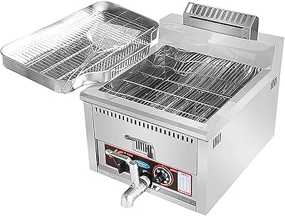 15L/17L commercial gas fryer with oil extraction jar and oil filter, robust fryer in stainless steel for restaurants.. Shop with confidence at DIAYTAR NIGERIA, offering thousands of products with budget-friendly shipping.