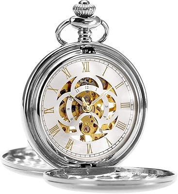 Menchda pocket watch for men, classic, soft, hand done, steampunk romerals, pocket watch for men and women with chain + gift box.. Shop smarter with DIAYTAR NIGERIA's vast product range and budget-friendly delivery within the week.