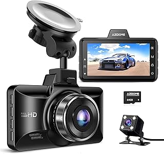 Double front and rear dashboard camera Azdom, 3 -inch 2.5D 2.5D screen driving recorder, FHD 1080p Camera, waterproof rear back camera, parking monitor, G sensor for taxi with 64 go card.. Nigeria's fastest-growing e-commerce site offers unbeatable prices and delivery within 8 days.