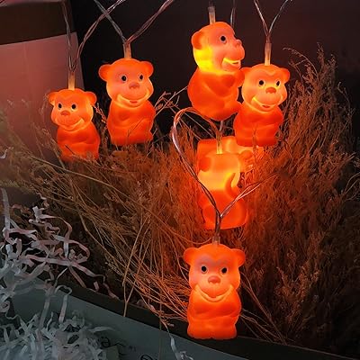 10 LED luminous guirlands in the shape of a monkey, 1.65 meters in length, warm white, operating with batteries, for bedroom, child's room, light garland (monkey).. Affordable choices, delivered fast — that's the DIAYTAR Nigeria promise.