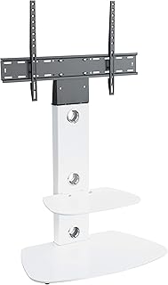 Mahara glass TV cabinet with TV support and curved shelf - TV support for ground for 32-65 \ TV.. Elevate your shopping experience with DIAYTAR NIGERIA's vast catalog and budget-friendly options.