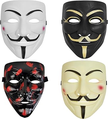 Pack of 4 Halloween Masks Wlparty V for Vendetta Party Masks Costumed Halloween Mask.. DIAYTAR NIGERIA: Where every search leads to affordable products delivered promptly across Nigeria.