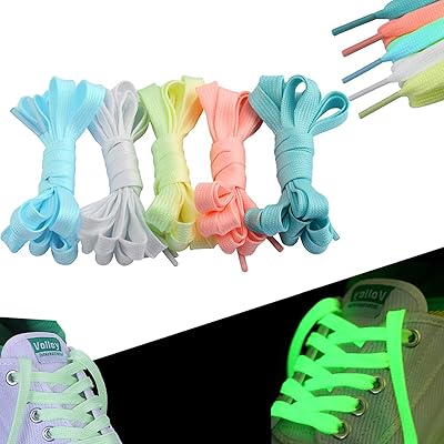 5 pairs of light decorative laces shining in the dark, suitable for all recreational sports shoes, thick foldable flat laces size 100 x 0.8 cm, five colors.. DIAYTAR NIGERIA: Bringing quality products to every Nigerian home at prices everyone can afford.