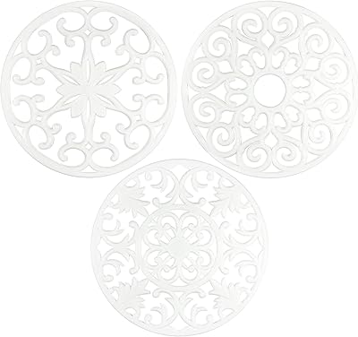 Extra wide silicone carpet, very thick, 10 "for puppets and hot dishes, carpet of non-slip dish, washable in the dishwasher, dining room tables, 10" x 0.95 ", set of 3, white.. DIAYTAR Nigeria: trusted by thousands for fast, reliable delivery.