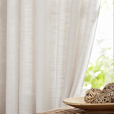 Transparent FMFUNCTEX Long bedroom curtains for bedroom 96 "long, natural woven window treatment set for living room, 52" width room, 1 pair.. DIAYTAR NIGERIA makes luxury accessible with our affordable prices and dependable delivery service.