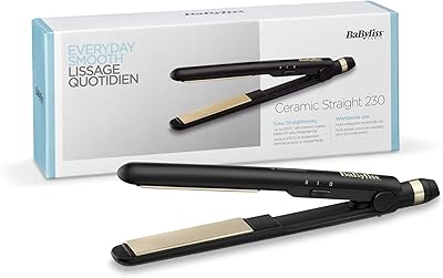 Babyliss ceramic hair straightener 25 mm, two temperatures up to 230 degrees Celsius, thermal protective carpet, black, small, ST089SD, 3 years warranty.. Click, pay, receive — DIAYTAR Nigeria makes online shopping seamless.