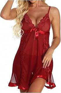 Sexy night shirt in large lace for women, transparent nightgown in mesh, sexy night shirt with sleeve in v -neck, classic night clothes (color: red, size: xxxl).. Shop for everything you need at DIAYTAR NIGERIA, with budget-friendly prices and quick delivery.