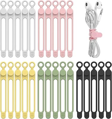 All reusable silicone cable clamps New Look, wire organizer for headphones, mobile charger and computer at home, office and school (several colors) 25 rooms.. DIAYTAR NIGERIA: Your one-stop e-commerce destination with affordable prices and nationwide delivery in 5-8 days.