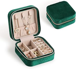 Grace Pouch Small velvet travel jewelry box for women, travel jewelry organizer for storage of necklaces and earrings, green.. DIAYTAR NIGERIA brings the marketplace to your screen with affordable products delivered in 5-8 days.