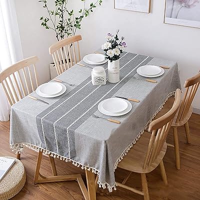 55x86 "Rectangular waterproof cotton and linen rectangular tablecloth, unsightly, discoloration resistant, washable and dust for dining room, festive kitchen.. With DIAYTAR Nigeria, everything is within reach — and within budget.