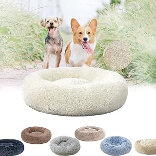 D & D round plush round bed in the shape of a dog's donut, comfortable, soothing, self-heating, anti-anxiety, luxury, soft, large washable dog bed for small, medium and large dogs (70 cm, white).. DIAYTAR Nigeria delivers happiness in 5–8 days, no matter what you buy.