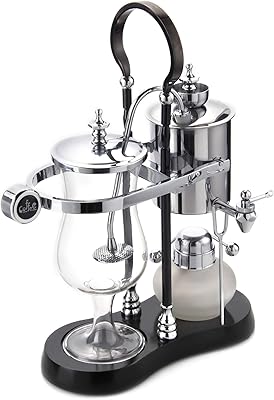 Belgian luxury/Belgian luxury siphon coffee maker Digoo Royal Family Balance (silver - black column with round handle).. DIAYTAR NIGERIA: Your partner in affordable online shopping with reliable 5-8 day shipping nationwide.