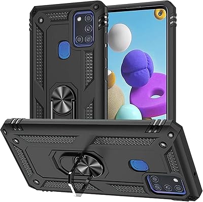 Rigid Silicone Protective Cock Shock -resistant Silicone With Dipped Glass Screen Protector and Support Ring for Samsung Galaxy A21S, Black.. Your ultimate shopping destination, DIAYTAR NIGERIA combines extensive selection with affordable shipping.