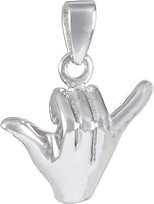 Unique Hawaiian necklace 3D Hang Loose, Shaka sign, Hang Loose pendant in Sterling silver, n6129b, metal, opal.. DIAYTAR NIGERIA: Putting quality products within reach of every Nigerian through our affordable marketplace.