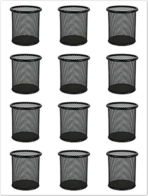 12 Pieces in black mesh in round metal in steel magnetic pencil holder organizer of supplies.. DIAYTAR NIGERIA: Where shopping is easy, prices are low, and delivery is just days away.