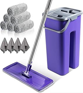 Home Mast Home Flat Serpillière Ensemble and buckets with 6 reusable flat mops and 4 gray towels, easy spin mop for parquet, tiles, marble floors.. DIAYTAR NIGERIA connects you with what you need at prices you'll love, delivered within 8 days.