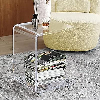 C -shaped mobile side table, acrylic sofa table, snack table on casters.. DIAYTAR NIGERIA: Connecting Nigerians with affordable products through our expansive e-commerce platform.