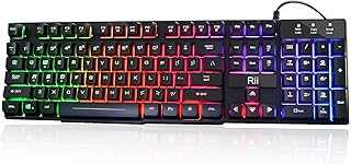 RII RK100+ Retro backlit keyboard by Multicolored Arc-en-Ciel LED, large USB port with Multimedia Multimedia Sensation.. DIAYTAR NIGERIA: Where shopping is easy, prices are low, and delivery is just days away.