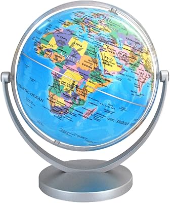 AKDC Earth Ball for children, 8 inch size, blue, rotating ball and tilting 360 degrees with support, more than 4000 positions for adults, educational geography toy for school gift, diameter 20 cm.. Experience budget-friendly shopping at DIAYTAR NIGERIA, Nigeria's premier online marketplace with quick delivery.