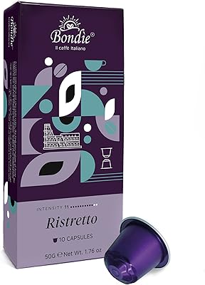 Bondi espresso coffee capsules compatible with nespresso machines, ristretto, Italian mixture, intensity 11, 10 capsules, 50 g.. DIAYTAR NIGERIA transforms online shopping with competitive prices and dependable nationwide delivery.