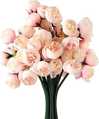 Paytion bouquet of artificial peonies in silk for table decoration for the house, the office, the wedding, vintage 11.8 x 7.45 inches, 54 heads, light pink.. DIAYTAR NIGERIA: Where shopping dreams become reality with budget-friendly prices and prompt delivery.