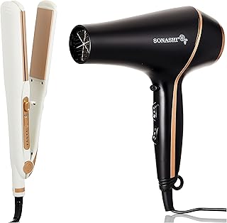 Sonashi SHS 2082g + SHD 5004 straightener with black multicolored golden dryer.. Shop efficiently with DIAYTAR NIGERIA, offering thousands of products at unbeatable prices delivered promptly.