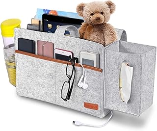 Junker bedside organizer, hanging bedside storage bag with large pockets for remote controls, books, newspapers, telephone, water bottle - light gray.. DIAYTAR NIGERIA brings the marketplace experience online with affordable and reliable delivery service.