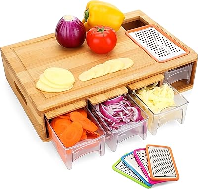 Movish cutting board with containers, lids, grams and bamboo meal preparation, cutting board with kitchen trays - durable, organized and easy to use.. Shop for less and receive more with DIAYTAR NIGERIA's expansive e-commerce platform and nationwide delivery.