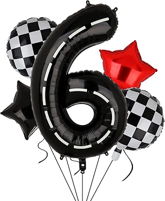 40 -inch racing car pattern birthday balloons black ball number 6 for boys.. Shop with purpose at DIAYTAR NIGERIA and receive products at unbeatable prices within the week.