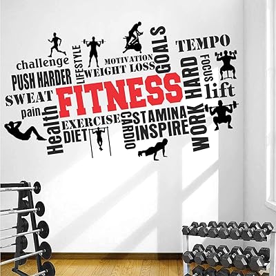 Sticker mural stickme bodybuilding et fitness sports (110 x 65 cm, multicolore, vinyle).. DIAYTAR NIGERIA: Your partner in affordable online retail with reliable shipping across Nigeria.