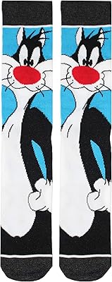 Looney Tunes Sylvester the Cat Crew socks for light blue men.. DIAYTAR NIGERIA: Where shopping dreams come true with budget-friendly prices and nationwide shipping.