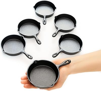 Mini 4 -inch Koha cast iron stove - Package of 6 pre -Enduite mini -poêles - with 6 mini silicone dish and scraper in cast iron.. Make shopping fun and stress-free with DIAYTAR Nigeria.